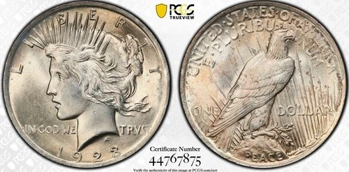 1923-P Peace Dollar PCGS GEM MS65 SHIELD Holder!