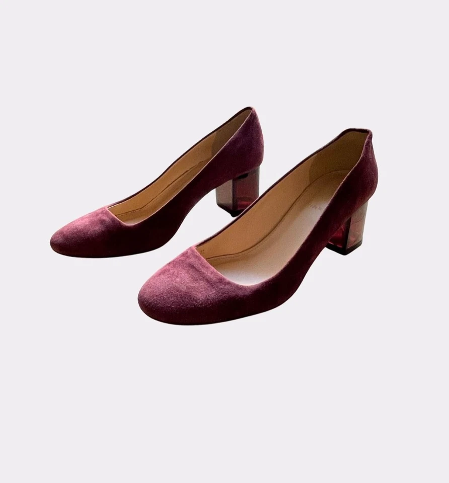 J.Crew замшевый котенок блок каблук насос в баклажан/слива фиолетовый. - Изображение 2 из 4