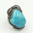 Vintage DH Native American Sterling Silver 925 Turquoise Ring Sz 7.5