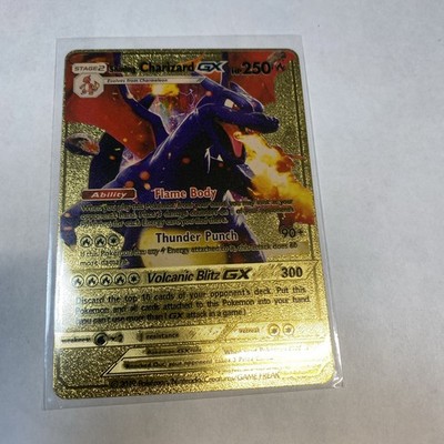 Shining Charizard GX Hp250 Gold Foil Fan Art Card Thunder Punch