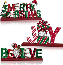 3 Pcs Christmas Table Decorations, Wooden Christmas Decor Indoor
