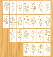24Pcs Small Flower Stencils for Painting, Reusable Plastic Flower Stencil for