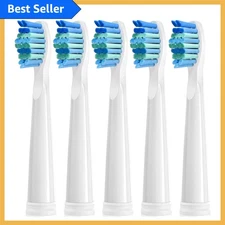5 Pack White Toothbrush Replacement Heads for Fairywill & More - Gentle Cleaning