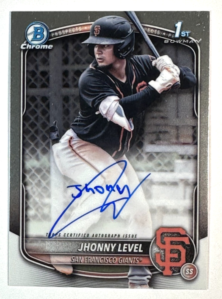 2025 Bowman Chrome Jhonny Level Auto 1st Giants