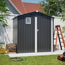 6x4 FT Metal Outdoor Storage Shed Tool House with Lockable Door for Garden Black