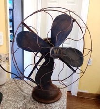 Antique 1920's Westinghouse Electric Metal 3 Speed Oscillating FAN, Working Fan 