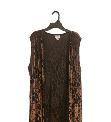 Lula Roe Metallic Gold And Black Elegant Cardigan Size Large