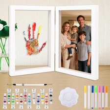 Family Handprint Kit for 5 Can Place Photos,Includes 12 Safe Paints, 5 Acryli...