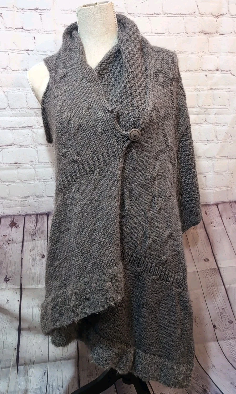 Lilith Asymmetrical Knit Shawl Wrap Sweater Poncho Mohair Alpaca Lagenlook