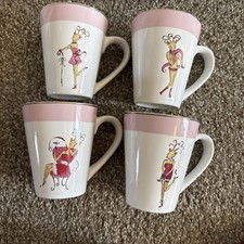 Roseanna Pink Holiday Christmas Reindear Boudoir Mugs Set Of 4
