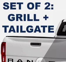 SET OF 2: GRILL + TAILGATE MATTE BLACK LETTERS INSERTS FOR RANGER 2019-2023