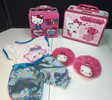 Rare Hello Kitty Build A Bear Pajama Set With Metal Boxes Slippers