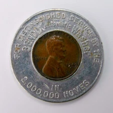1949-D Lincoln Cent Encased Bendix Automatic Washer Lucky Wheat Penny i013