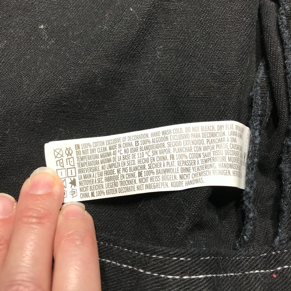 Forever 21 Black Denim Jacket Womens Size M Button Front "Thanks" Patch