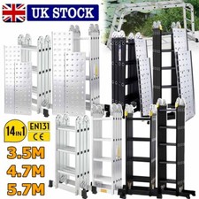 Heavy Duty 14 In 1 Combination Foldable Ladder 3.5-5.7M Extendable with Platform