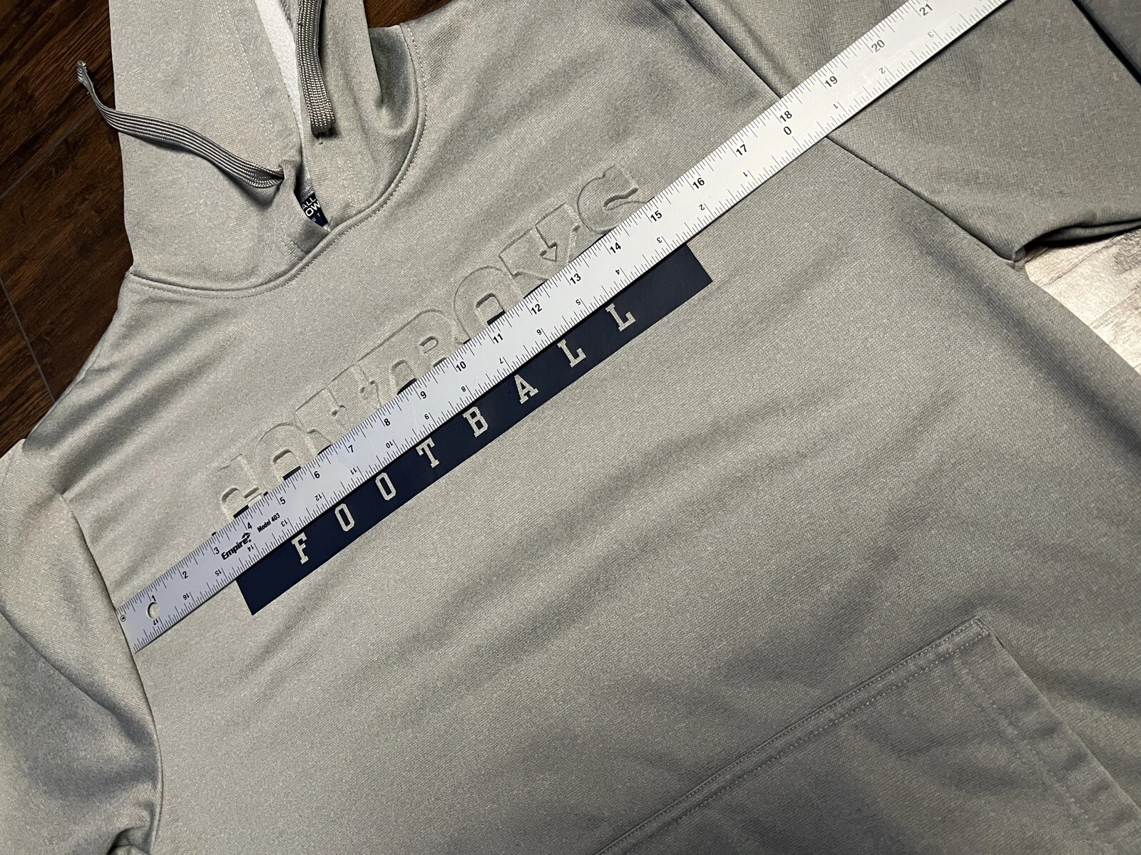 VETEMENTS NFL Dallas Felpa con cappuccio da cowboy da uomo grigio medio blu ricamato