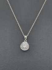 ATI 925 STERLING SILVER 9MM CZ CRESCENT NECKLACE 18" & 7.5MM EARRINGS SET 3767
