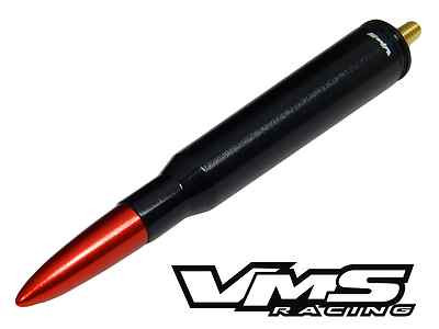 VMS RACING FOR JEEP 50 CAL CALIBER BULLET ALUMINUM SHORT ANTENNA BLACK RED