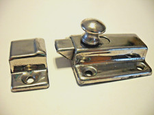 Vintage Nos Nickel/ Brass Hoosier Cabinet Cupboard Door Lock Spring Knob Latch