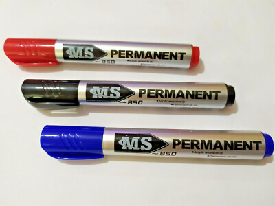   3 Permanentmarker Permanent-Marker (Filzstift), rot-blau-schwarz wasserfest