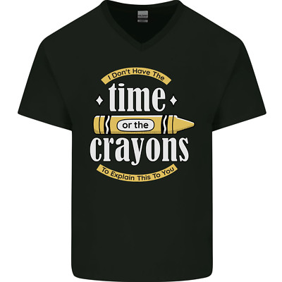 Die Zeit Oder Crayons Lustig Sarkastisch Slogan Herren V-Ausschnitt Baumwolle