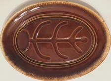 HULL Vintage U.S.A. Oval Vintage Serving Ceramic Stoneware Brown Pottery Platter
