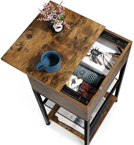 Table d'appoint 3 niveaux avec table coulissante table de chevet carrée pour salon chambre à coucher