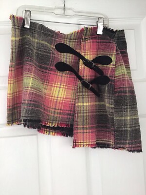 NWT Urban Outfitters Pink Combo Plaid Deconstructed Mini Skirt