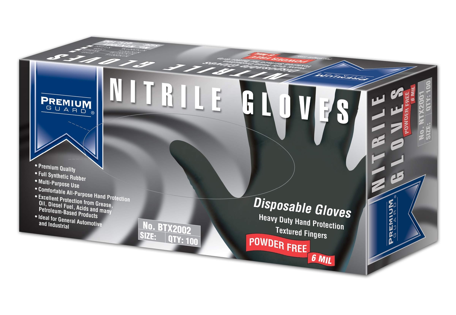- Nitrile Gloves - Disposable, Powder Free, Latex Rubber Free, 5 mil, Black N...