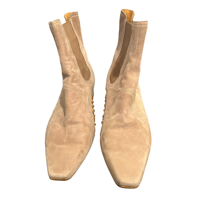 Tods Leather Suede Chelsea Boots Studded Slip On Square Toe  display picture 2