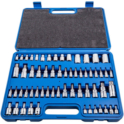 60x Socket External Star Plus Bit Tamper Proof Tool Kit 3/8'' Drive
