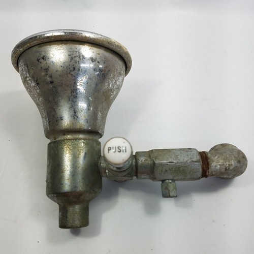 Antique Trenton Brass Water Bubbler Drinking Fountain Porcelain Push Button 1915