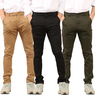 MYT Mens Chinos Trousers Slim Fit Cotton Stretch Chino Pants All Waist  Sizes UK