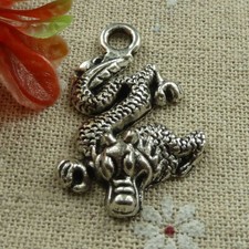 Free Ship 40pcs tibetan silver dragon charms pendant 38X25mm L-1006