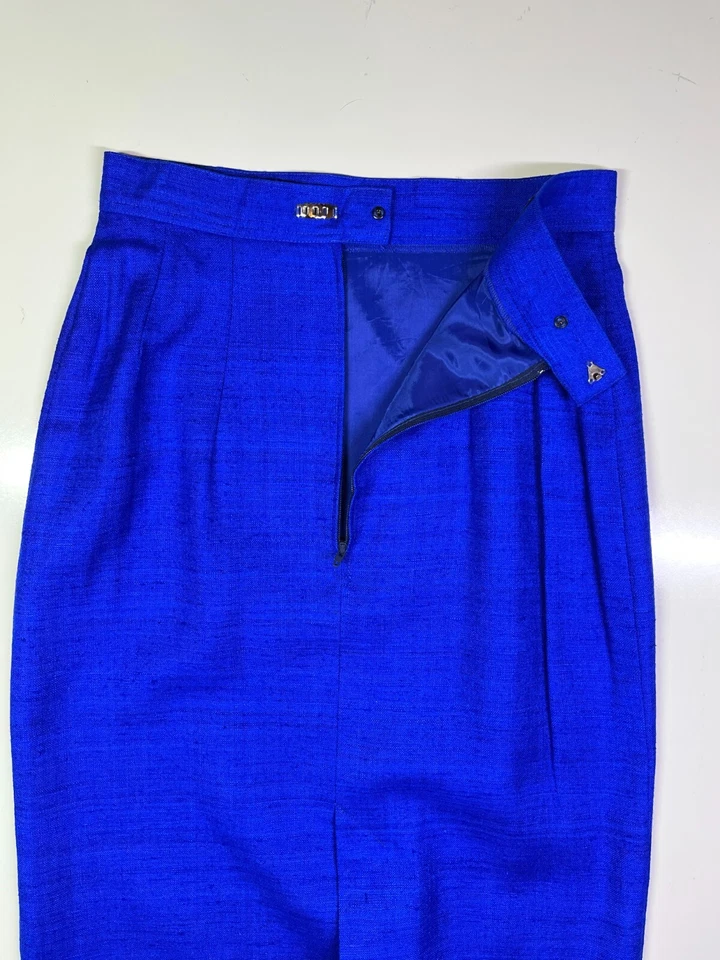 Jamileh Kamran gonna di seta blu vibrante 27" vita 28,5" lunghezza - Immagine 4 di 4