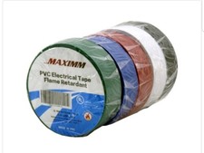 Colored PVC Electrical Tape Flame Retardant 5 Pack 3/4" Wide 30 Feet Per Roll