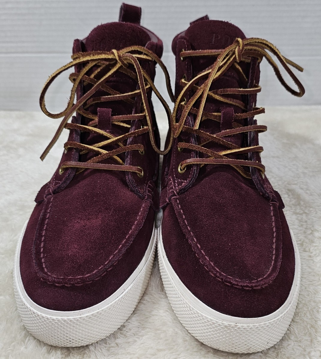 Polo Ralph Lauren Mens Tavis Sneaker Boots Red Leather Suede 