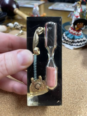 Vintage Rotary Telephone Paperweight Egg Timer Lucite Phone 