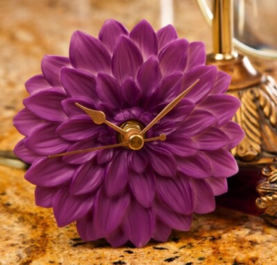 Ibis & Orchid Bonded Marble Retired Dahlia Flower Clock
