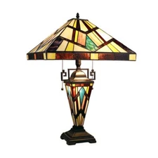 CHLOE Lighting VINCENT Tiffany-Style Blackish Bronze 3-Light Mission...