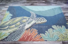 Turtle Tropical Nautical Coastal Ocean Indoor Outdoor Area Rug **FREE SHIPPING**