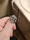large antique sterling silver devil ring size 7