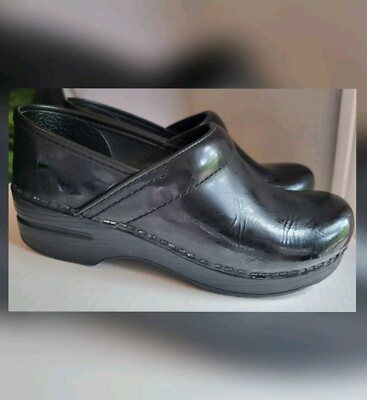 Dansko Professional Leather Black Clog Womens 37 Narrow