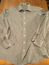 VTG Burberry Dress Shirt USA 17 35 Gray Stripe Cotton