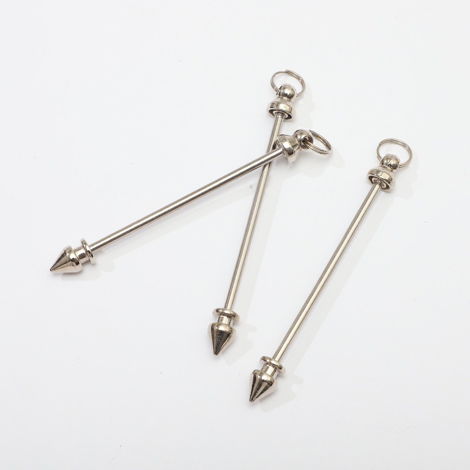 10Pcs Bar Metal Charms Keychain Beads Bulk Making Supplies Silver Key