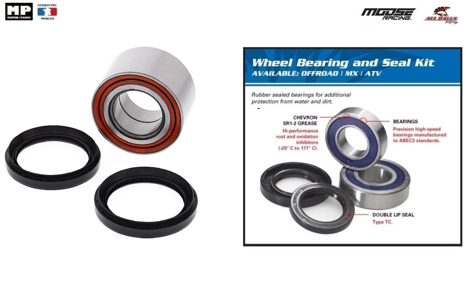 Supprimer le jeu de roue sur Honda Big Red 700 avec le kit roulement et joint 25-1700