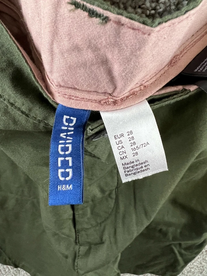 Pantalones Cortos Chinos H&M Divididos Para Hombre Talla 28 Verde 100% Algodón Pantalones Cortos Botón Mosca Foto 2 de 4