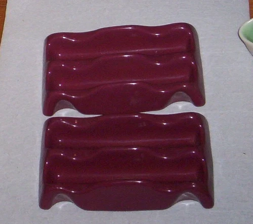 Frankoma Pottery Taco Holder  #249 1982  CABERNET  Set of 2 unused