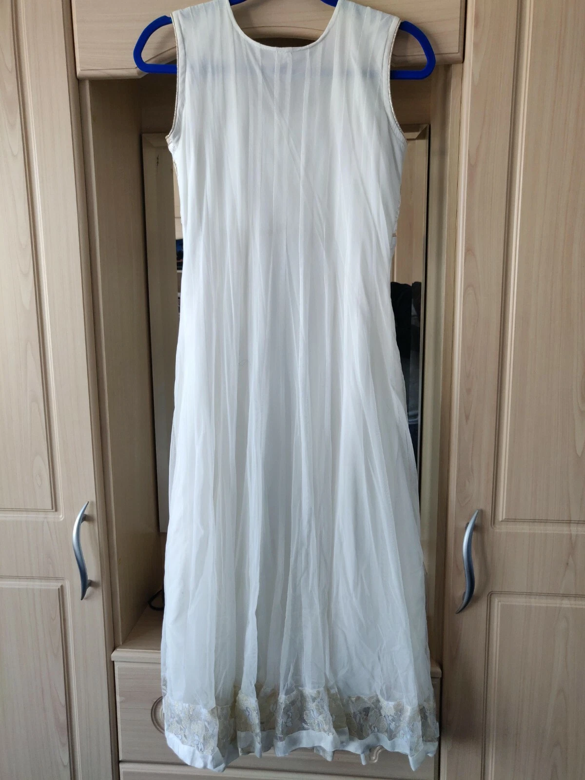 OFF WHITE Abito Anakali Churridar indiano bianco sporco Medium con chunni e pantaloni