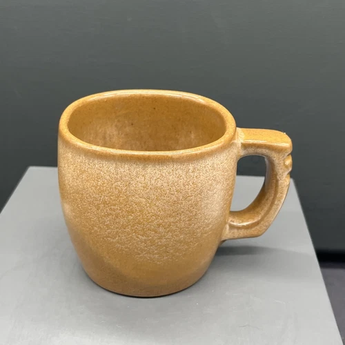 Frankoma Pottery Mug PLAINSMAN BROWN  VINTAGE 1950's 5C Ridged Handle